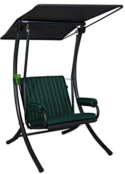 Angerer Freizeitmöbel GmbH Hollywoodschaukel 1-Sitzer Royal - Gartenschaukel Made in Germany - Schaukel zum Sitzen und Entspannen - einfache Montage (Grün-Creme gestreift)