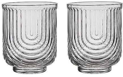 Lot de 2 verres à latte macchiato, verres à café glacé, transparents, motif en forme de U, verres à cappuccino, verres à café esthétiques pour latte, thé, lait, boissons, jus (370 ml*2)