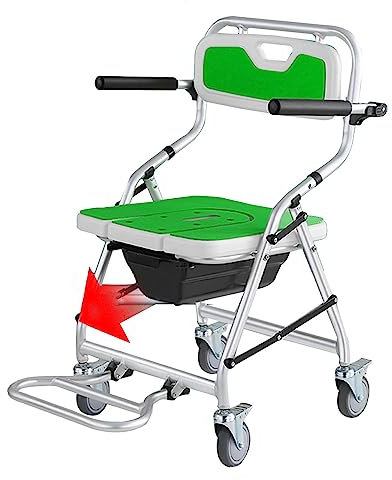 Joyfitness Toilettenstuhl für Senioren,Toilettenstuhl für Senioren mit Rollen,Toilettenstuhl Faltbar,Duschhocker für Senioren mit Rollen, Duschrollstuhl