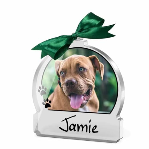 Personalisierter Christbaumschmuck Hund - Christbaumkugel Weihnachtskugeln Katze mit Foto und Text personalisiert - Weihnachtsanhänger Acrylglas - Baumschmuck Tier Deko Weihnachten