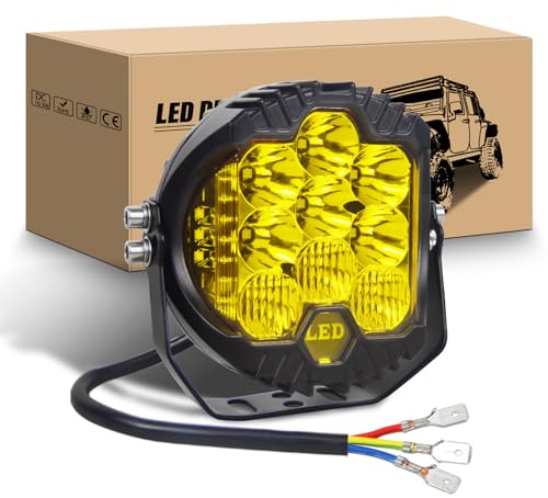 RIGIDON Led Scheinwerfer Rund, 7 Zoll 75W 7500LM Arbeitsscheinwerfer | 12V 24V Wasserdicht 3000K Gelb Offroad Zusatzscheinwerfer, Nebelscheinwerfer für Auto ATV LKW Traktor Fahrzeuge 4x4
