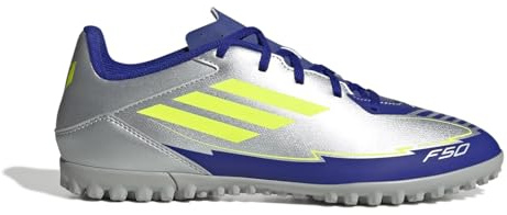 Adidas Mixte F50 Club Football Boots Turf, Silver met./Solar Yellow/Lucid Blue, 47 1/3 EU