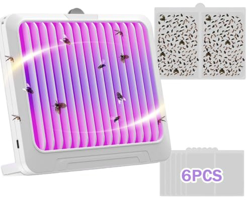 YOUKK Fliegenfalle, Insektenvernichter Elektrisch, 6 Pcs Klebe Fliegenfalle Steckdose, Heimgebrauch mit klebrigen Pad Insektenfänger für Fruchtfliegen, Moskitos, Mücken, Motten