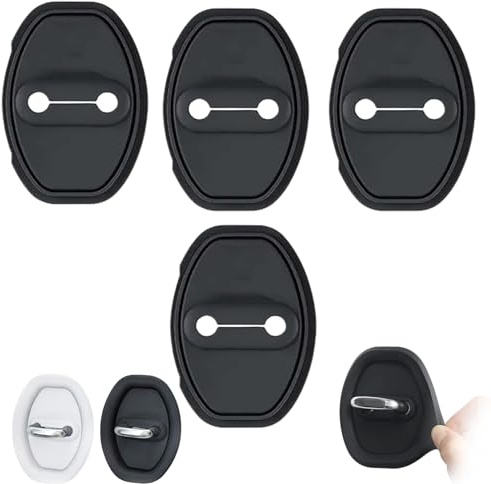 Car Silicone Door Latch Protective Cover, Silicone Door Lock Protective Cover, 4PCS Car Door Lock Latches Cover Protector, Car Door Latch Protector Car Accessories (Black 4Pcs)