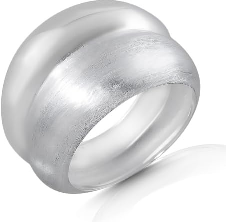 Cassini Mattierter doppelter Ring aus 925er Sterling Silber, breit, Damen Ring 3RAC