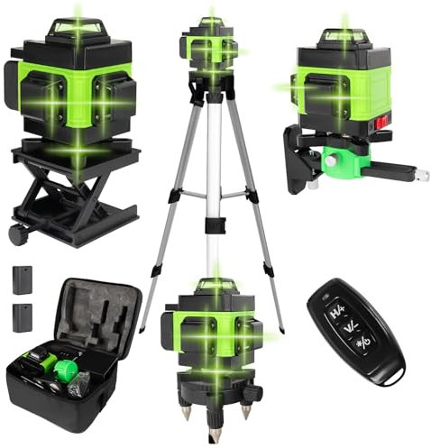 Kreuzlinienlaser mit Stativ, Multifunktionaler 4D-Laser mit 16 Linien,selbstnivellierende Maschine, Lithium-Batterie-Nivelliergerät mit USB-wiederaufladbares，2 * 2400 mAh Batterien