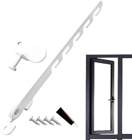 Fensterhaken TüRhaken, Fensterfeststeller, Fensterbegrenzer-Sicherheitsschlösser, Verstellbare Fenstersicherheitsschlösser Mit 4 Schlitzen Zum Öffnen Des Fensters Innen Und Außen