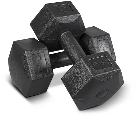 Bestfor Dumbbell Vinyl Coated, Black, Weight Lifting Strength, for Training, Cardio, Fitness, Muscle Exercise Chart, Body Building, Home Gym Workout 5kg Sold in Pairs