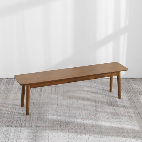 HARELA Esszimmer Sitzbank Massive Eichenholzbank, Massive Holzbank, Gartenbank, Bettbank Holzbank Rustikale Home Décor Möbel, Moderne Esszimmerbank für Ihren Wohn- und Essbereich(Walnut,80cm/31.5in)
