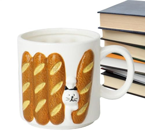 Cute Ceramic Coffee Mug Bread, Household Beer Mug - Japanese Style Coffee Mug, Porcelain Milk Mug, Beer Drinking Mugs for Tea Coffee Milk, Unique Beverage Cups for Home and Use