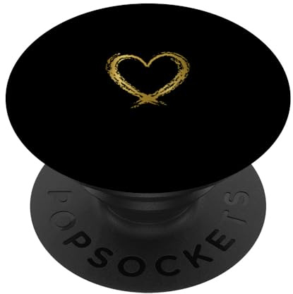Gold Herz Klein Liebe Valentinstag Einfarbig Schwarz PopSockets Klebender PopGrip