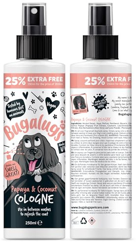BUGALUGS Dog Cologne perfume - dog deodorant deodoriser spray use with professional groom Dog Shampoo For Dogs, Cats & Pets