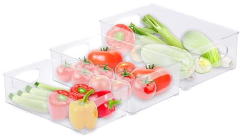 Rosenstein & Söhne Kühlschrankorganizer: 3er-Set Kühlschrank-Organizer, stapelbar, in 3 Größen, BPA-frei (Kühlschrank Aufbewahrungsbox, Organizer Behälter Set, Mini)