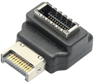 Riertostng 90 Gradi USB 3.0 Tipo E Adattatore, Angolo Destro USB Tipo E Maschio a Femmina Adattatore Interno per Scheda Madre del Computer Collegamento Alta Velocità 5Gbps - Down/B