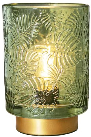 TOBEOME Small Battery Operated Lamp - Portable Cordless Lamp for Home Decor, Glass Table Lamp with Decor Aesthetic Jade Green