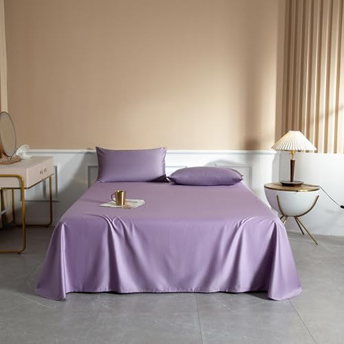 JIANINGHOME Sábana bajera de satén, 180 x 230 cm, color lila, satén brillante, reversible, para verano, lisa