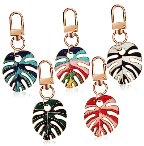 FOMIYES 5pcs Palm Leaf Keychain Leaf Key Ring Monstera Key Holder for Decoration Bag Pendant
