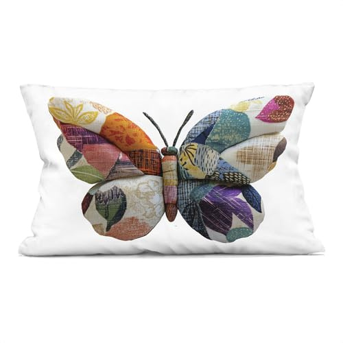 Stupell Industries Butterfly Patchwork Wings Decorative Printed Throw Pillow Design by Annabelle Hall, 14 x 7 x 20