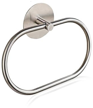 Towel Ring - ShiningUU Stainless Steel No Drill Bathroom Towel Holder | Self Adhesive Towel Rail | Wall Mounted Oval Heavy Duty Polished Accessory for Towel Racks
