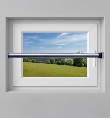 Fenstersicherung 1-fach – Einbruchschutz Teleskopstange mit Druckschloss | Edelstahl oder Weiß | Länge 600–3200 mm | Sicherungsstange für Fenster & Türen (Edelstahl, 1800-3200mm)