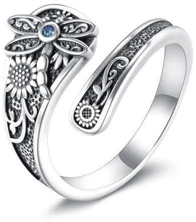 KZX Starfish/Lotus/Sea Turtle/Dragonfly/Owl Ring 925 Sterling Silver Opening Adjustable Finger Rings Animal Jewellery Gifts for Women