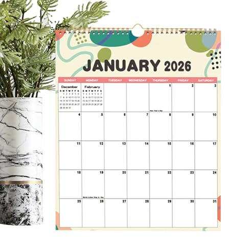 Calendrier Mural 2026 - Planificateur Mural De 12 Mois,Organisateur D'emplois Du Temps Quotidien - Pour Maison École Bureau Classe Enseignants Adultes Femmes Hommes Travail Étude Préparation
