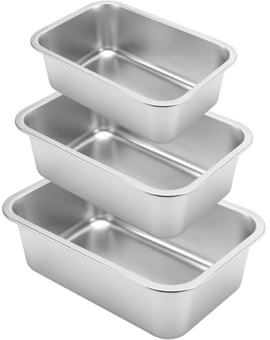 SYUTBOU 3 Teilig Auflaufform Edelstahl Set, 27x20x10, 32x22x10, 36x27x10 cm Rechteckiges Backblech Mit Haltegriffen, Rechteckiges Baking Tray für Ofen, Grill, Ofenform