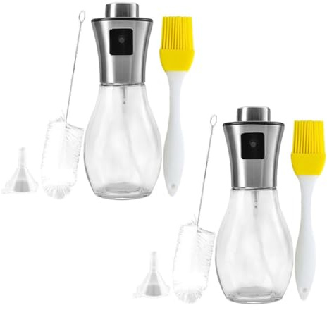 SEWACC Dosificador de Aceite Spray y Vinagrera de Vidrio 2 Juegos Pulverizador Fino para Cocina Doméstica y Limpieza Sencilla