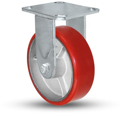 6 Inch Rigid Fixed Caster - 6 X 2 Polyurethane on Iron Wheel - 1200 Lb Weight Capacity - Great For Tool Box Replacements or Heavy Equipment - Easy Push - CasterHQ Brand