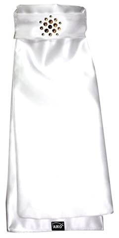 Aiko Plastron - Satin - Weiss/Mocca - Flower Crystal - Rhinestones