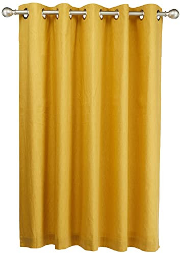Fusion W66 x L54 Eyelet Curtains-100 Bedroom/Living Room-Door Curtain-Thermal Drapes/Window Treatment-Sorbonne Collection, 100% Cotton, Ochre/Mustard Yellow, 66 Width x 54 Drop (168 x 137cm)