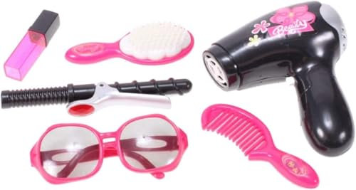 Beauty Salon für Kinder - Schminkkoffer Friseur Spiel Make-Up Koffer Haarbürste Lockenstab Fön Haarschmuck Sonnenbrille Schminktisch