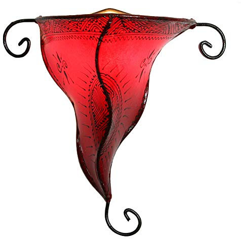 Lampada da parete in pelle di henné Marrakech da parete Moroccan Interiors rosso Nouna L1067
