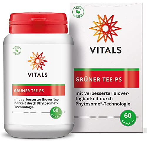 Vitals - Grüner Tee-PS 60 Kapseln, vegan. Mit GreenSelect Grüntee-Extrakt und Phytosome für bessere Bioverfügbarkeit. Entkoffeiniert, zur Entgiftung