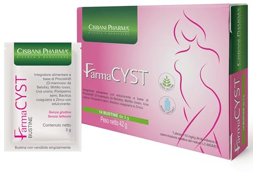 FarmaCyst, D Mannosio Puro, Mirtillo Rosso e Semi di Pompelmo, Trattamento per Cistite donna con Fermenti Lattici e Zinco, Integratori 14 bustine
