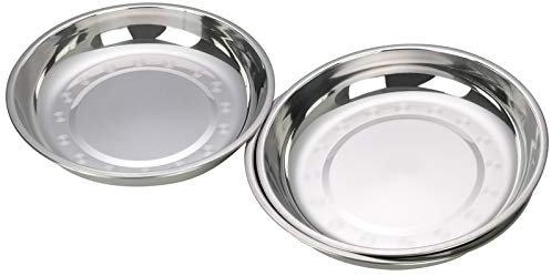 Bringer Set of 4 Deep Plates Dinner, Stainless Steel Round Dinner Dish Plate