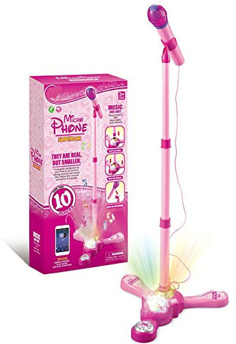 Micro sur Pied Karaoké Micro pour Chanter Fille (Rose)