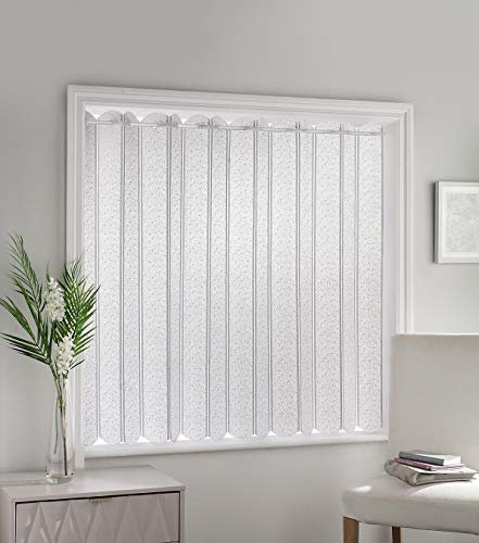 Parma - Plain Textured, Vertical Louvre Style Window Blind, Pleated Lace Panel Curtain, with café curtain style top in White (Width - 72 (183cm) x Drop - 36 (91cm))