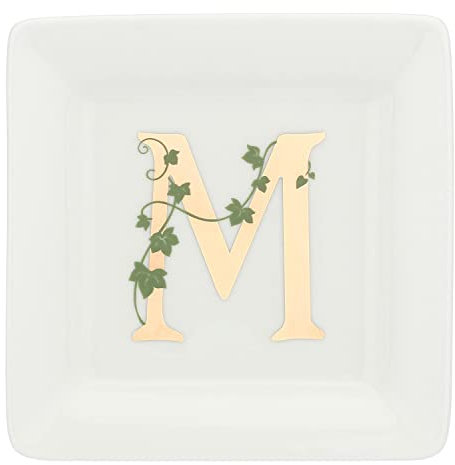 La Porcellana Bianca - Piattino Quadrato Lettera M - Arredo Casa, Cucina - Linea Adorato - Idea Regalo - Porcellana - 10x10xh1,5 cm