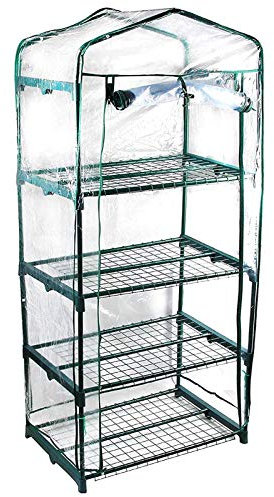 luukiy 4-Tier Greenhouse, PVC Plastic Cover, Zippered Roll-Up Door, Clear, 57x38x160CM