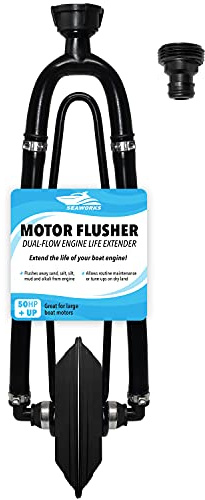 Seaworks Dual Feed Muff Style Boat Motor Flusher | Use for Antifreeze Winterization or Common Water Flush | 5/8 Inch Standard Garden Hose Connection