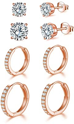 Ohrstecker Ohrringe Set Silber Ohrstecker Kleine Creolen Sleeper Knorpel Huggie Silber Ohrringe für Damen Mädchen Herren