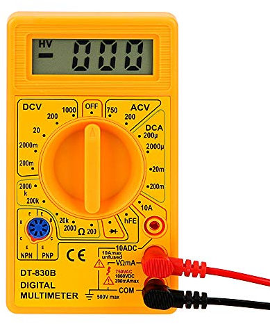FYMTS Strumento elettrico, DT830B tester di tensione multimetro, Auto Range Voltmetro digitale (giallo)