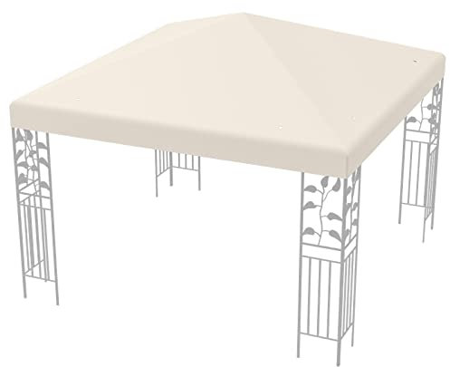 COSTWAY 3x3m Ersatzdach für Garten Pavillon, Pavillondach Ersatzbezug mit Ablauflöchern & Klettverschlüssen (Beige)