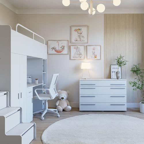 Marlux-Meble Kommode Barcelona mit 4 Schubladen 120 cm breit Aufbewahrungskommode Matt Modernes Design Sideboard Schubladenschrank Aufbewahrungsschrank Schubladenkommode Schrank