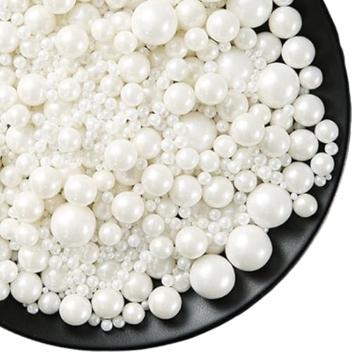Perles comestibles de 120g en sucre blanc Streusel pour desserts perlé Décoration de gâteaux Décorations pour biscuits Cupcakes sucrés pour mariages et décoration de gâteaux au quotidien
