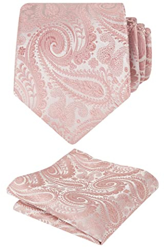 Alizeal Conjunto de Corbata de Paisley Floral y Pañuelo de Bolsillo para Hombre