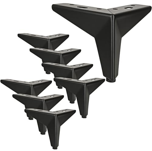 GOYADA 8 Stück Dreieckige Möbelfüße Schwarz Metall, 10 cm, Bis zu 600 kg Belastbarkeit, Für Möbel, Sofas, Schränke und Tische
