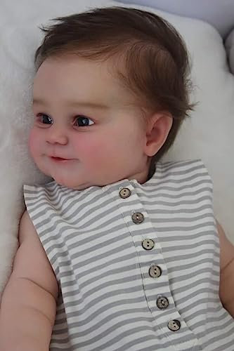 Zero pam Realistisch Reborn Puppe Mädchen 24 Zoll 60 cm Lebensecht Neugeborene Puppen Sieht Echt Aus Silikon Baby Mit Braunem Haar Lächelnde Babypuppe Echte Hautdetails