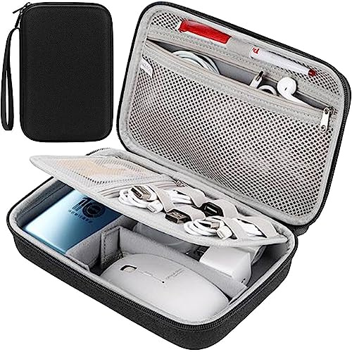 Hard Electronic Organizer Travel Case Electronics Accessories Organizer Pouch Bag Double Layer Shockproof Box for MacBook Power Adapter Chargers Cord Flash Drive Apple Magic Mouse Pencil Power Bank
